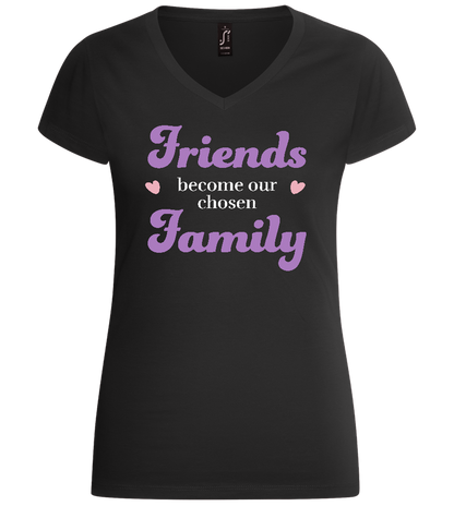 Friends Become Family Design - Basic women's v-neck t-shirt_DEEP BLACK_front