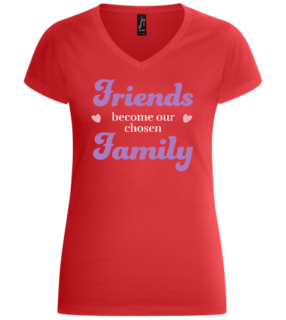 Friends Become Family Design - Basic women's v-neck t-shirt_RED_front