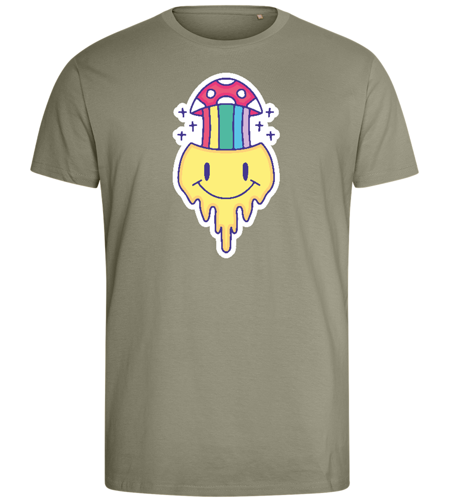 Rainbow Mushroom Smiley Design - Comfort men's fitted t-shirt_KHAKI_front