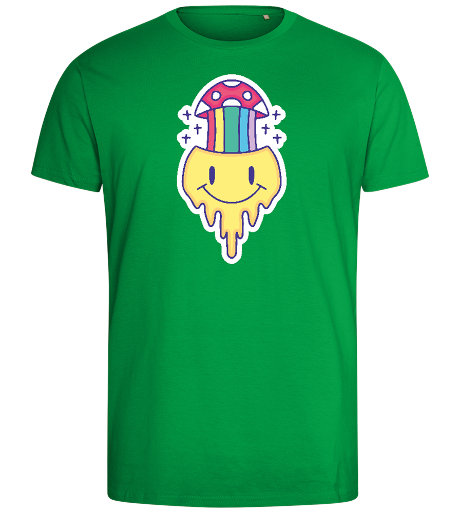 Rainbow Mushroom Smiley Design - Comfort men's fitted t-shirt_MEADOW GREEN_front