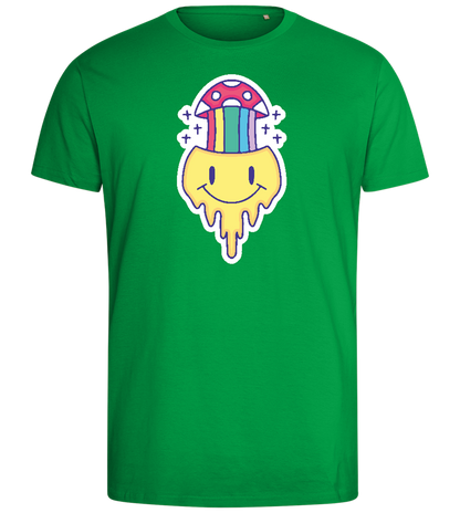 Rainbow Mushroom Smiley Design - Comfort men's fitted t-shirt_MEADOW GREEN_front