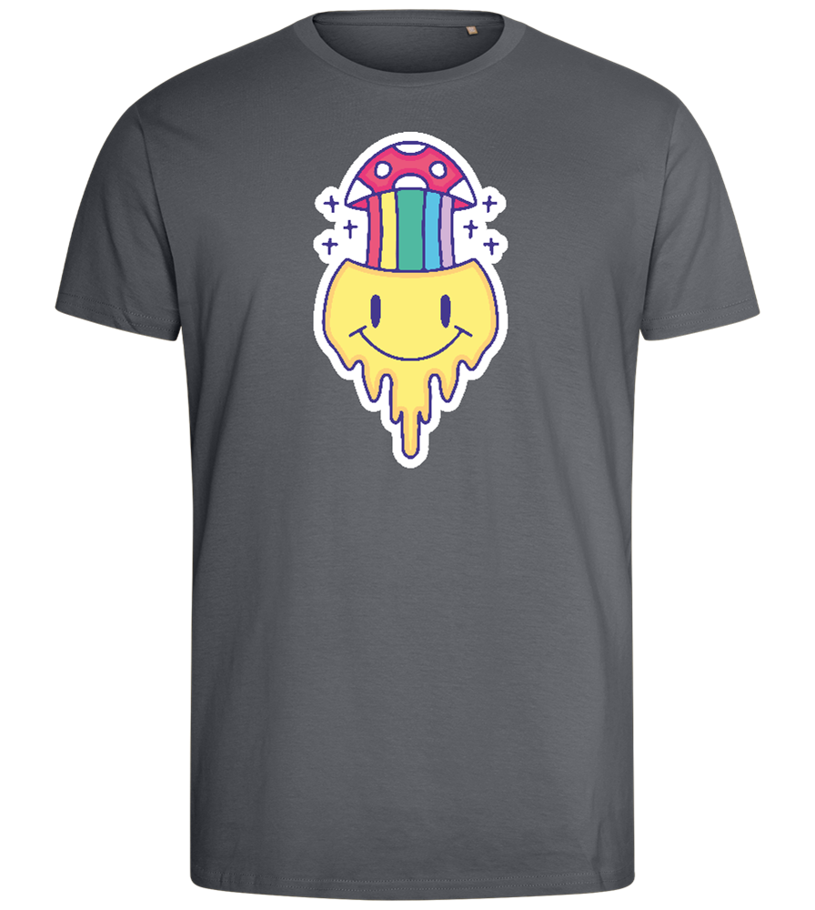 Rainbow Mushroom Smiley Design - Comfort men's fitted t-shirt_MOUSE GREY_front