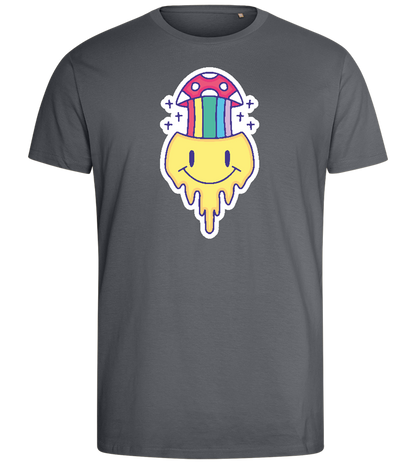 Rainbow Mushroom Smiley Design - Comfort men's fitted t-shirt_MOUSE GREY_front