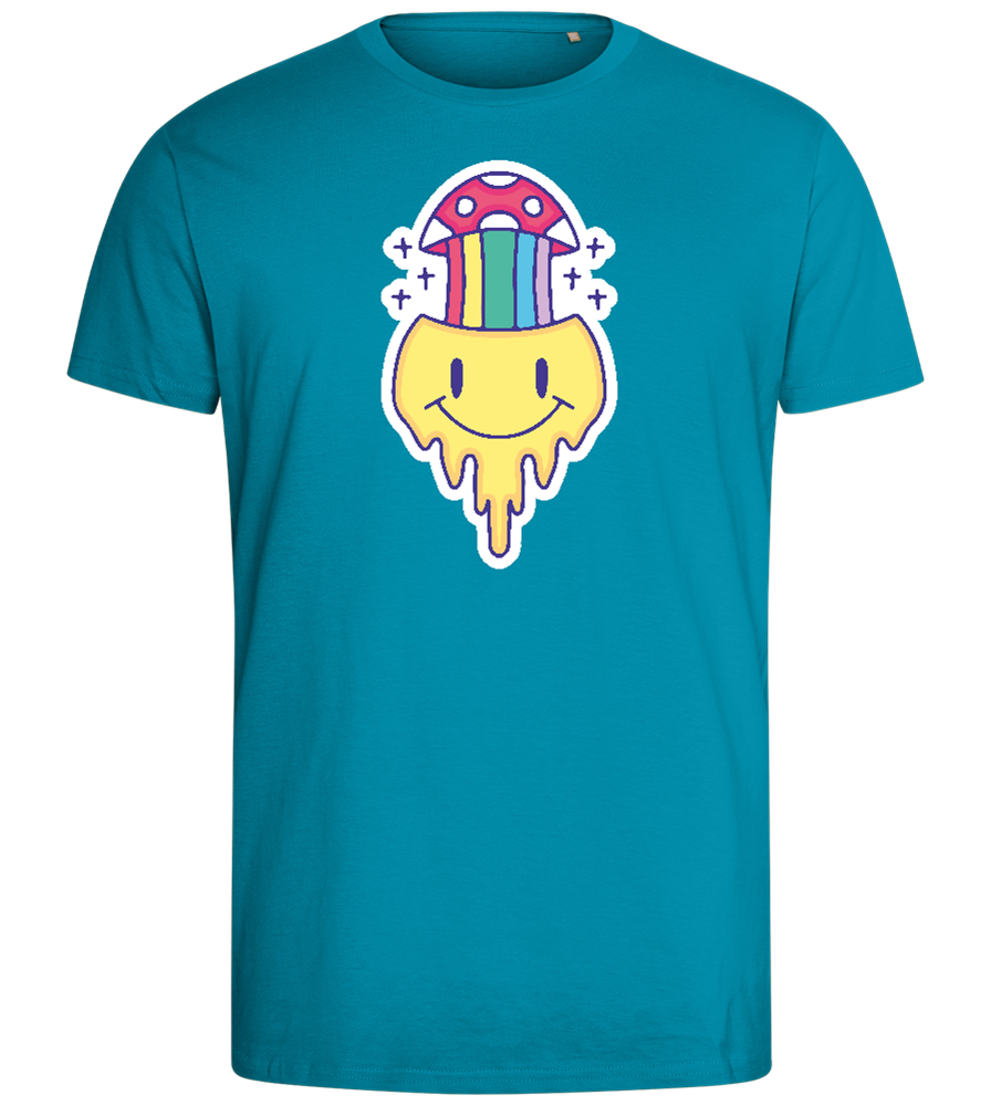 Rainbow Mushroom Smiley Design - Comfort men's fitted t-shirt_TURQUOISE_front