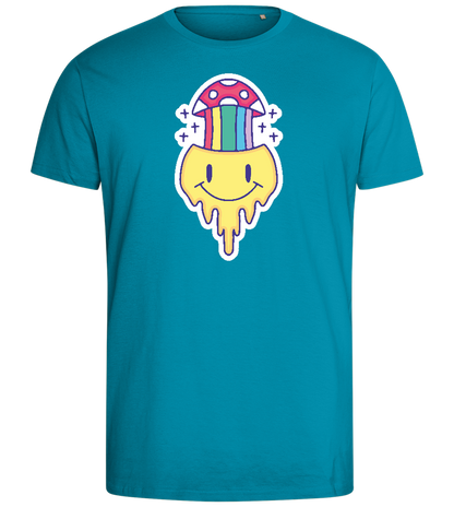 Rainbow Mushroom Smiley Design - Comfort men's fitted t-shirt_TURQUOISE_front