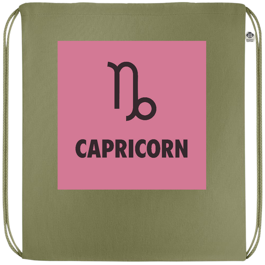 Zodiac Capricorn Design - Premium colored organic cotton drawstring bag_GREEN_front