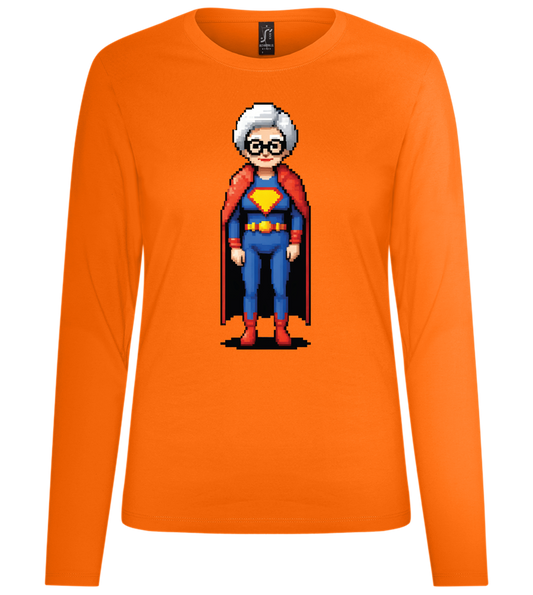 Pixelated Super Grandma Design - Premium Women´s long sleeve t-shirt_ORANGE_front