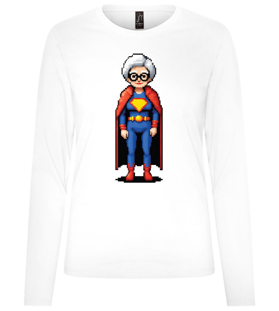 Pixelated Super Grandma Design - Premium Women´s long sleeve t-shirt_WHITE_front