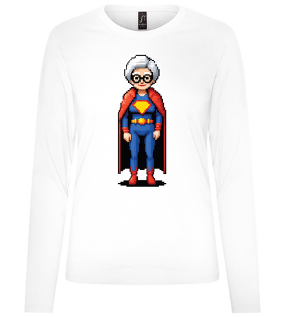 Pixelated Super Grandma Design - Premium Women´s long sleeve t-shirt_WHITE_front