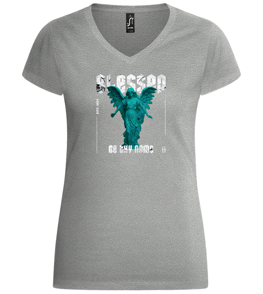 Blessed Angel Design - Basic women's v-neck t-shirt_ORION GREY_front