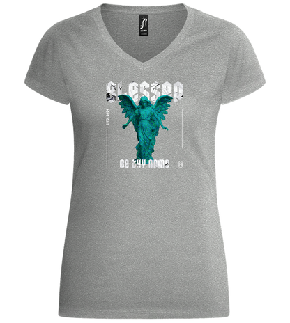 Blessed Angel Design - Basic women's v-neck t-shirt_ORION GREY_front