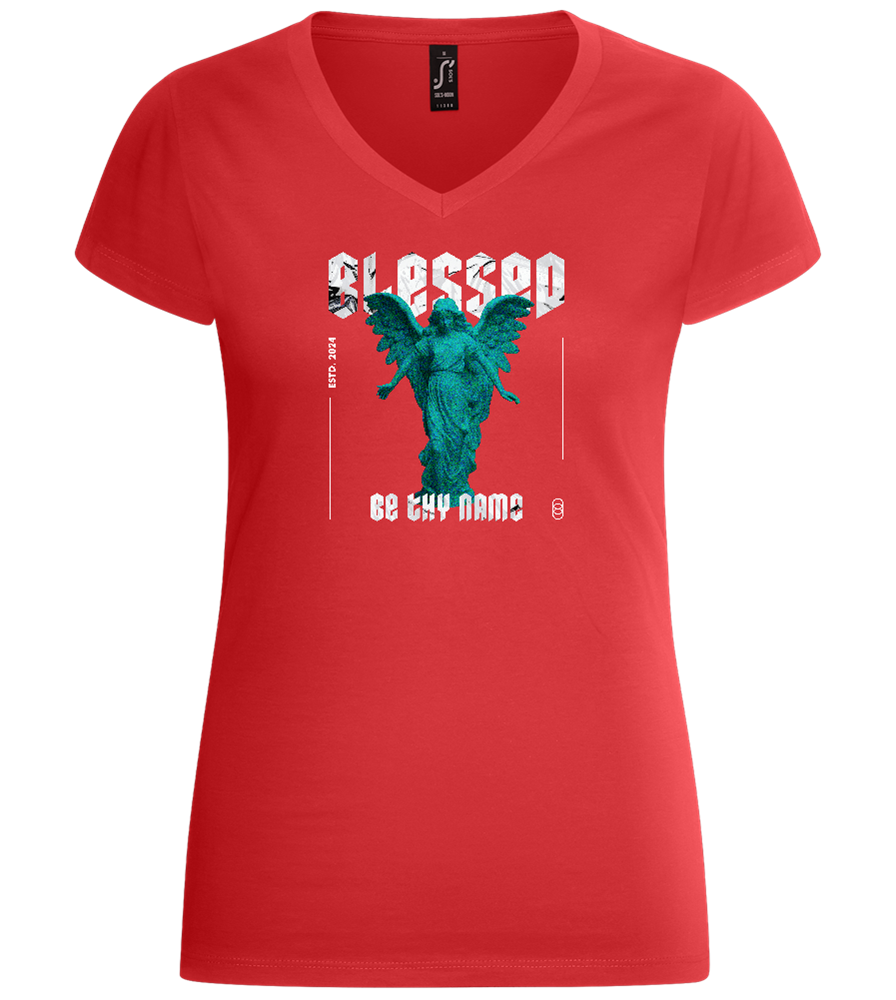 Blessed Angel Design - Basic women's v-neck t-shirt_RED_front