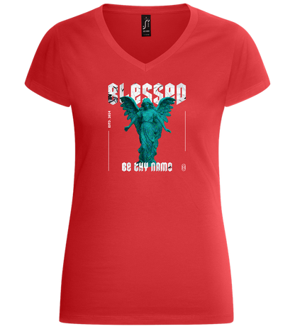 Blessed Angel Design - Basic women's v-neck t-shirt_RED_front