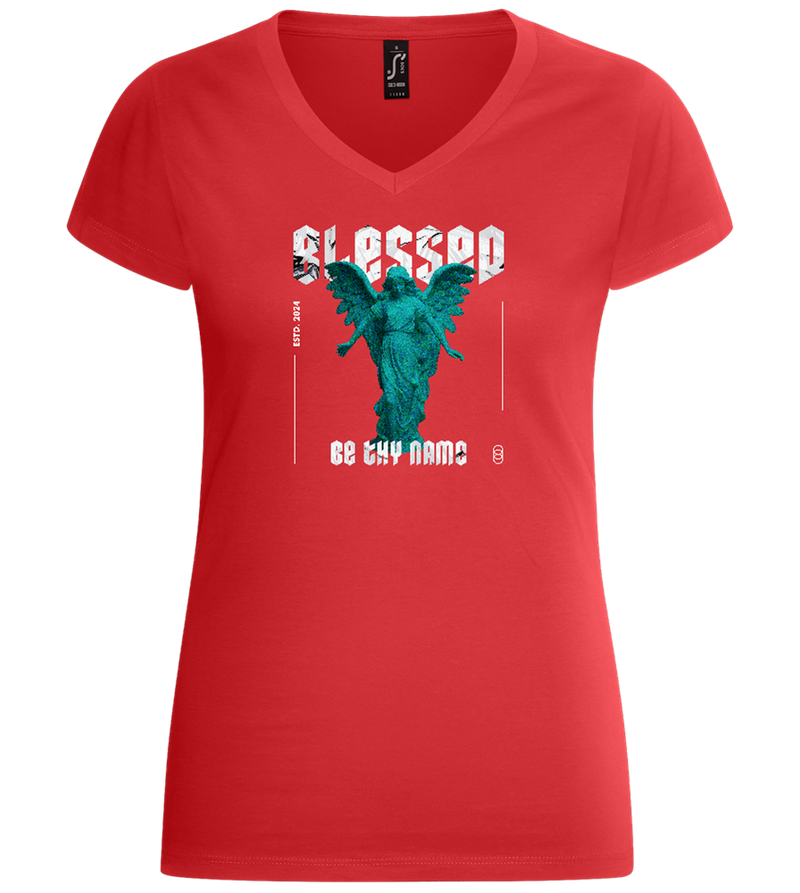 Blessed Angel Design - Basic women's v-neck t-shirt_RED_front