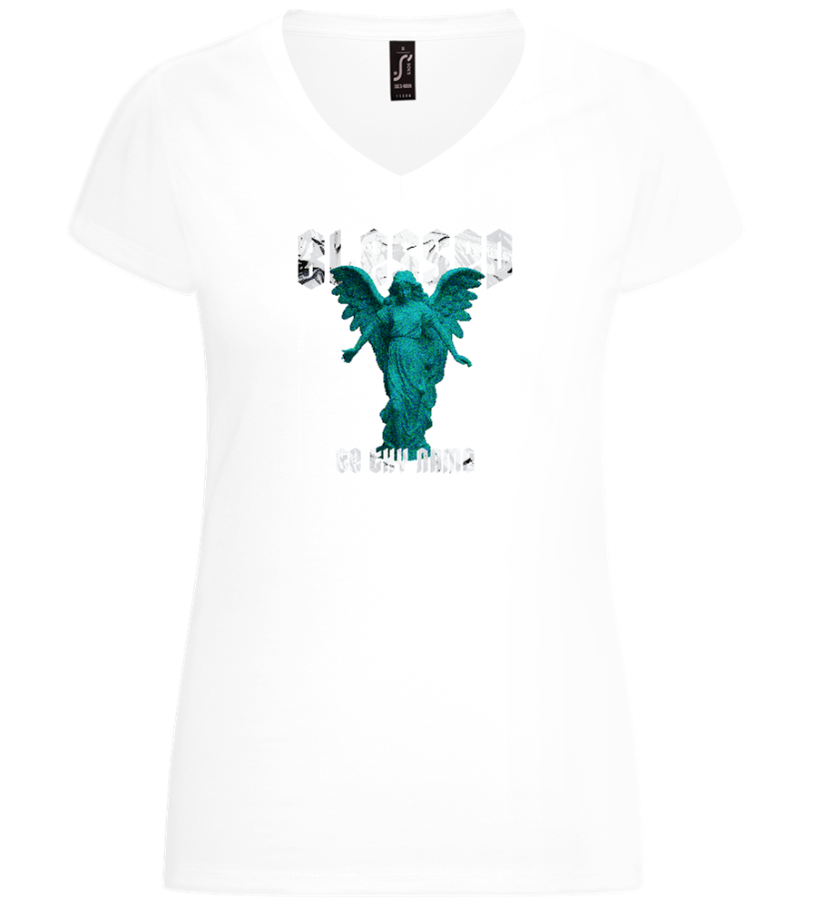 Blessed Angel Design - Basic women's v-neck t-shirt_WHITE_front