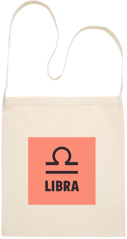 Libra Zodiac Sign Design - Essential cross shoulder cotton tote bag_BEIGE_front