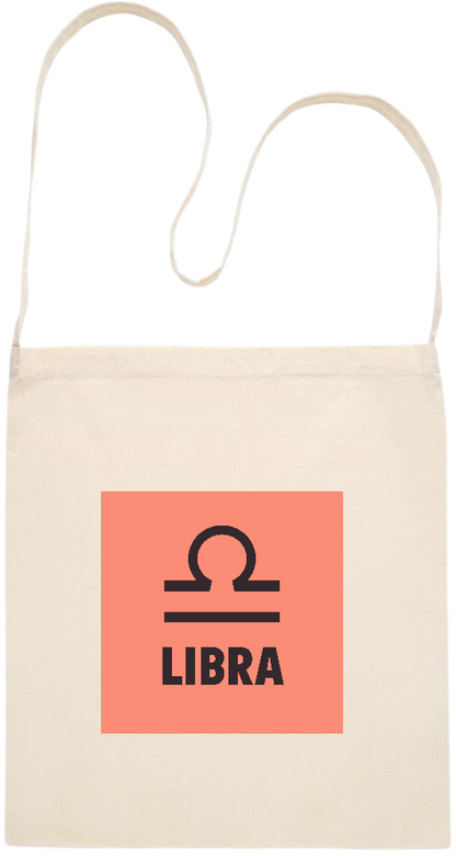 Libra Zodiac Sign Design - Essential cross shoulder cotton tote bag_BEIGE_front