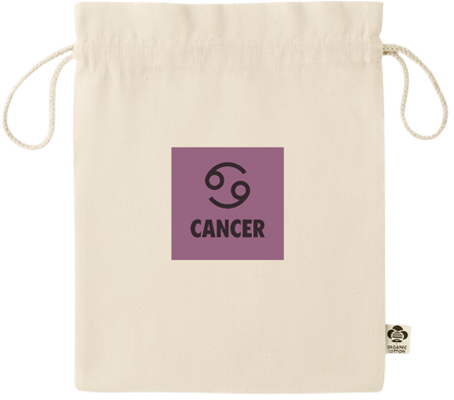 Zodiac Cancer Design - Essential medium organic drawcord gift bag_BEIGE_front