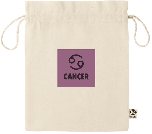 Zodiac Cancer Design - Essential medium organic drawcord gift bag_BEIGE_front