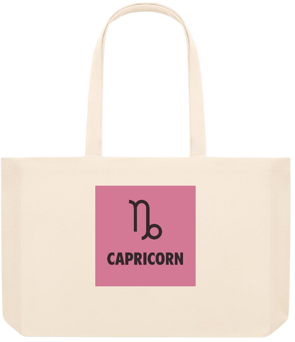 Zodiac Capricorn Design - Premium large recycled beach tote bag_BEIGE_front