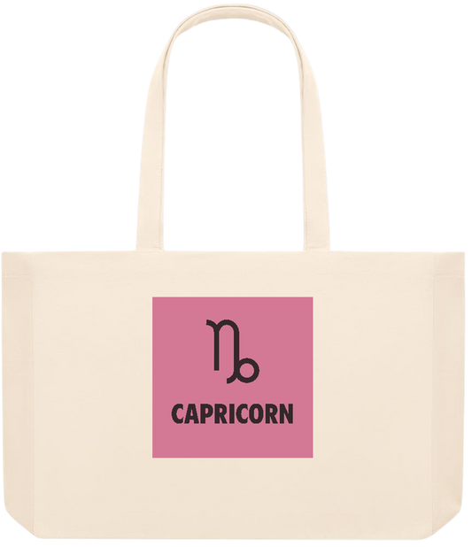 Zodiac Capricorn Design - Premium large recycled beach tote bag_BEIGE_front