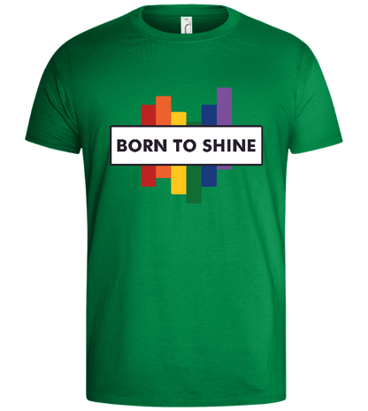 Born To Shine Rainbow Design - Basic men's t-shirt_MEADOW GREEN_front