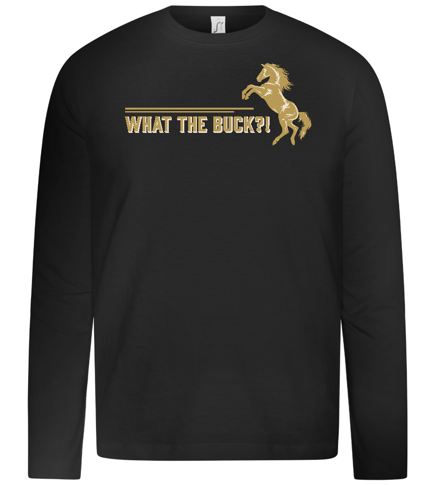 What The Buck Design - Premium kids long sleeve t-shirt_DEEP BLACK_front