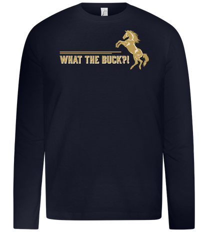 What The Buck Design - Premium kids long sleeve t-shirt_FRENCH NAVY_front