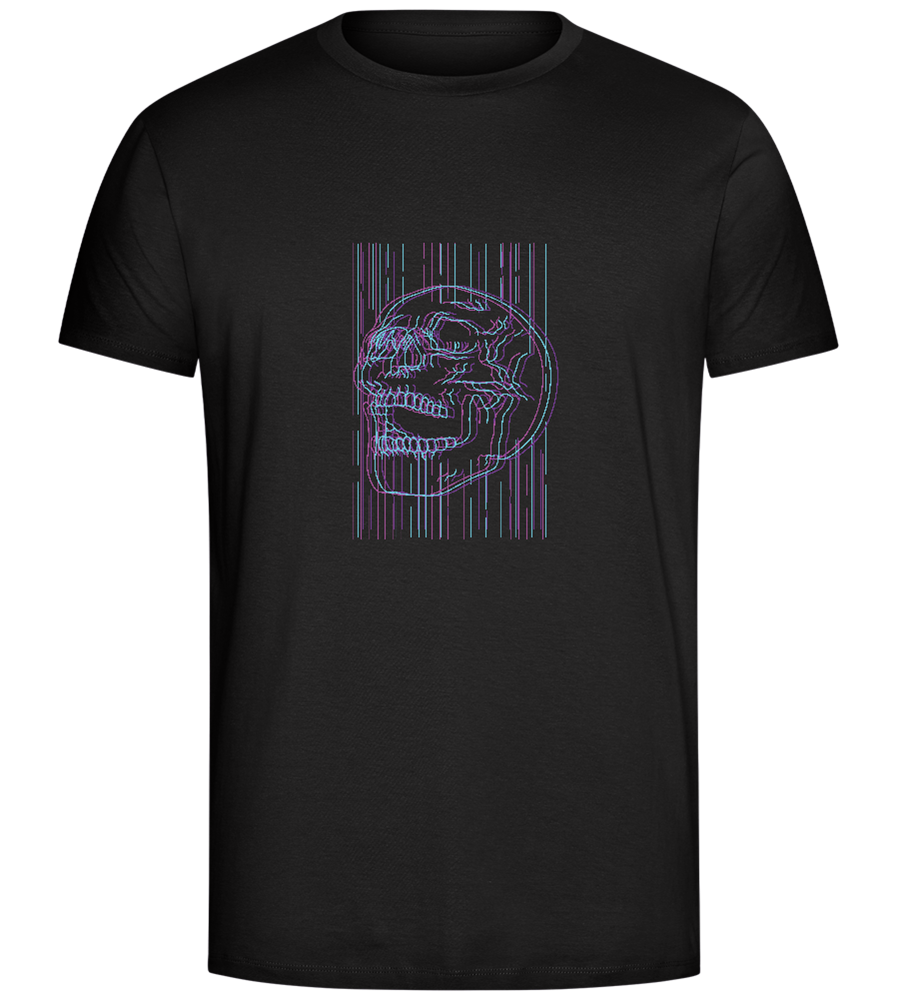 Neon Lines Skull Design - Comfort Unisex T-Shirt_DEEP BLACK_front