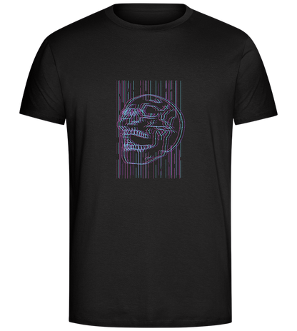 Neon Lines Skull Design - Comfort Unisex T-Shirt_DEEP BLACK_front