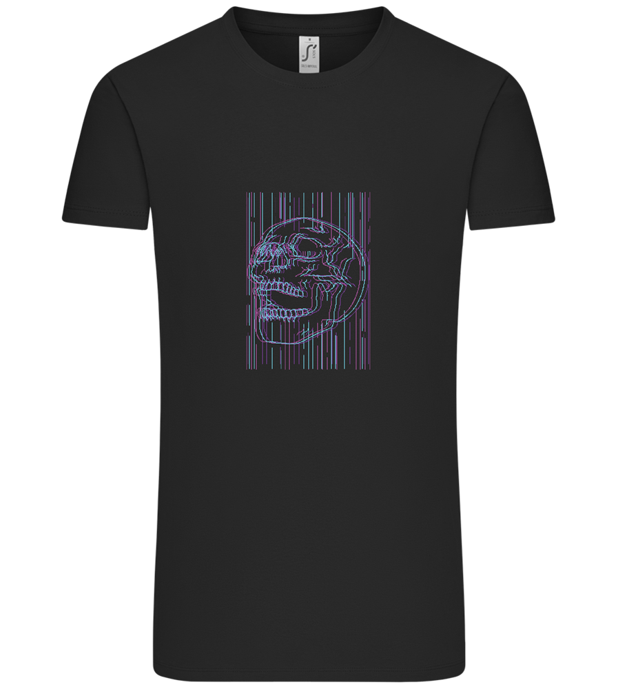 Neon Lines Skull Design - Comfort Unisex T-Shirt_DEEP BLACK_front