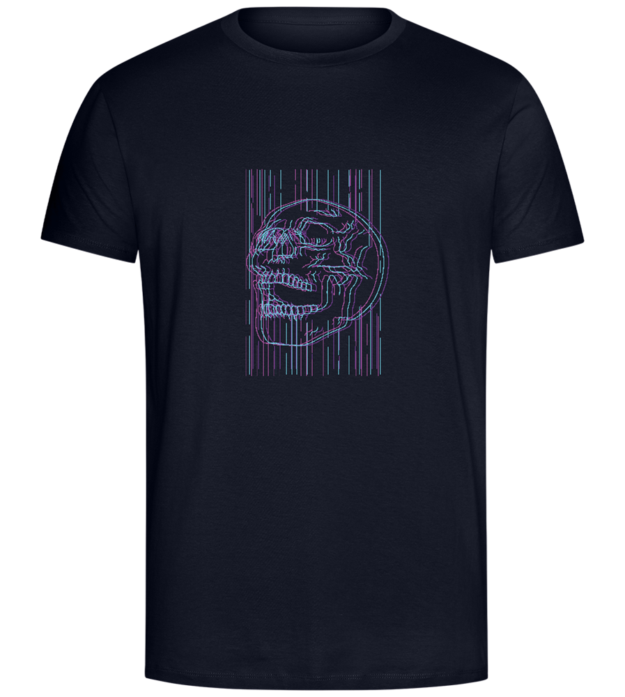 Neon Lines Skull Design - Comfort Unisex T-Shirt_FRENCH NAVY_front