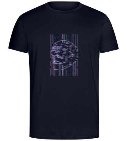 Neon Lines Skull Design - Comfort Unisex T-Shirt_FRENCH NAVY_front