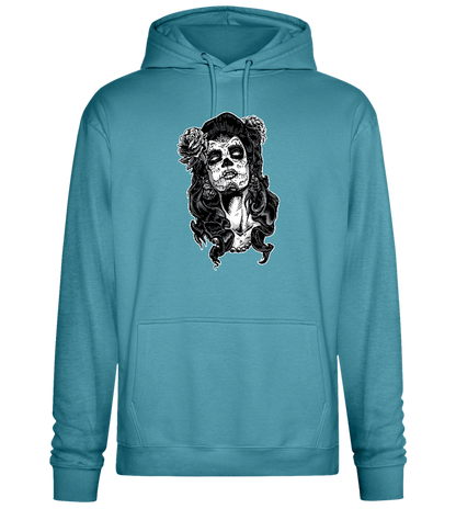 Skull Queen Design - Premium Essential Unisex Hoodie_POOL BLUE_front