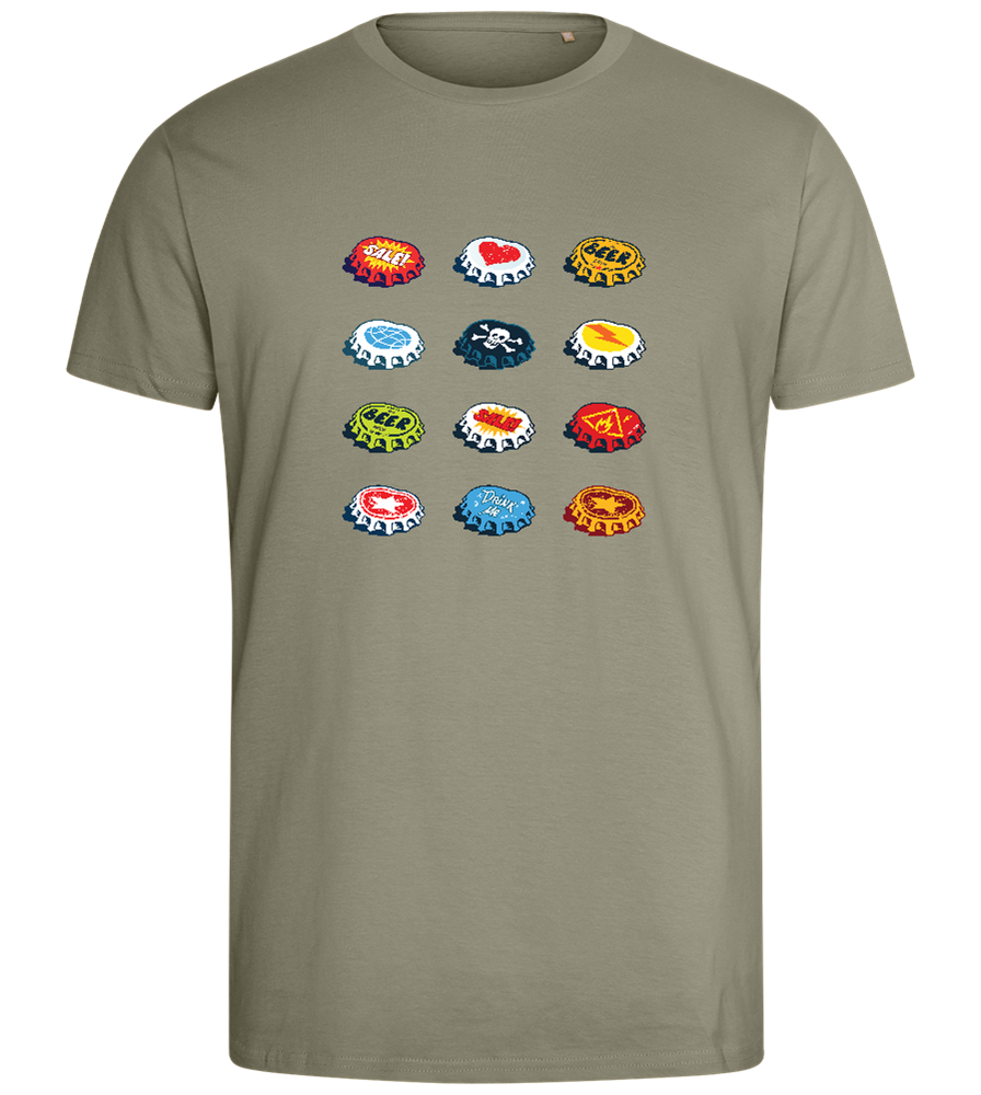 Beer Bottle Caps Design - Comfort men's fitted t-shirt_KHAKI_front