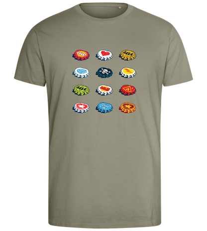 Beer Bottle Caps Design - Comfort men's fitted t-shirt_KHAKI_front