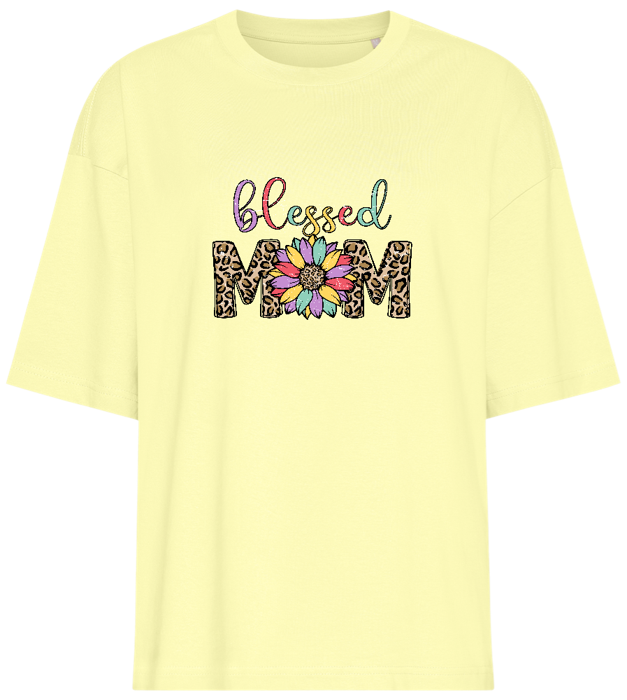 Blessed Mom Leopard Design - Premium women's oversized t-shirt_LIGHT YELLOW_front