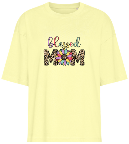 Blessed Mom Leopard Design - Premium women's oversized t-shirt_LIGHT YELLOW_front