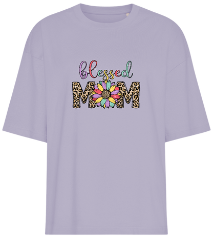 Blessed Mom Leopard Design - Premium women's oversized t-shirt_LILAK_front