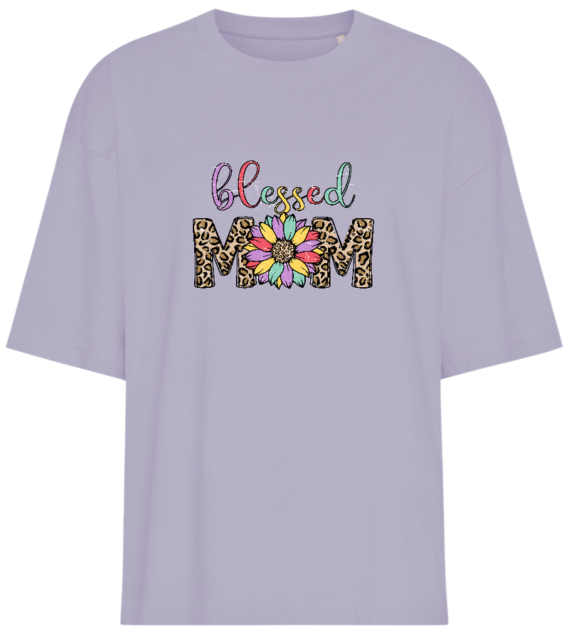 Blessed Mom Leopard Design - Premium women's oversized t-shirt_LILAK_front