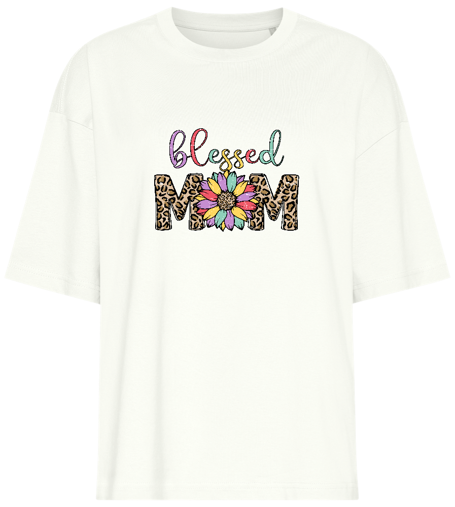 Blessed Mom Leopard Design - Premium women's oversized t-shirt_OFF-WHITE_front