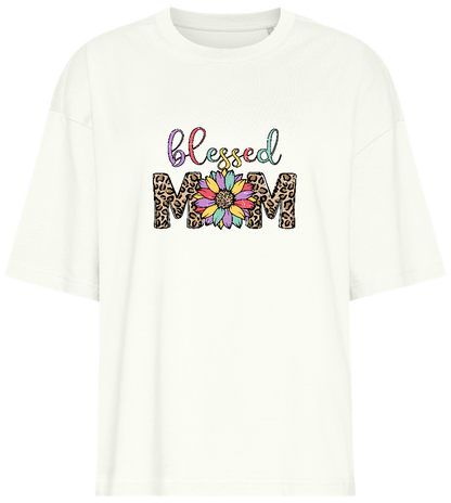 Blessed Mom Leopard Design - Premium women's oversized t-shirt_OFF-WHITE_front