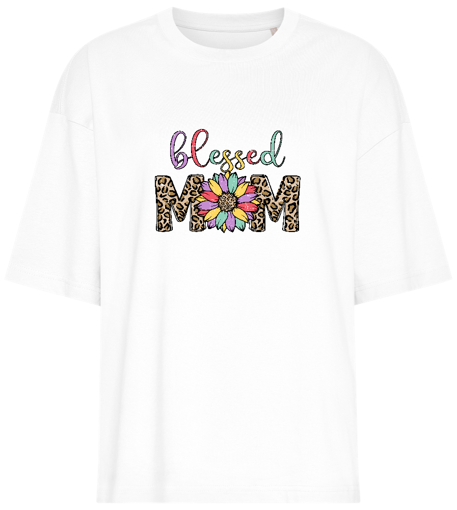 Blessed Mom Leopard Design - Premium women's oversized t-shirt_WHITE_front