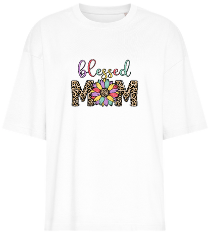 Blessed Mom Leopard Design - Premium women's oversized t-shirt_WHITE_front