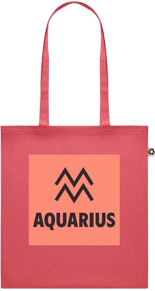 Zodiac Aquarius Design - Recycled cotton colored shopping bag_RED_front