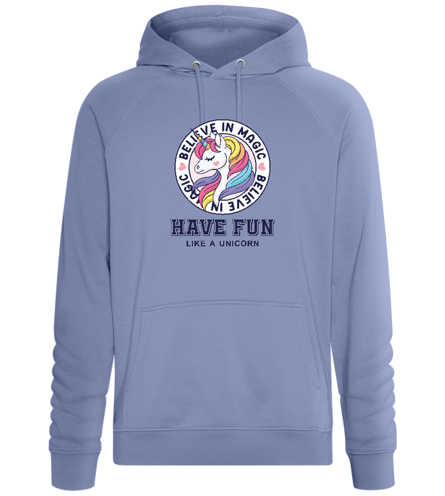 Believe in Magic Unicorn Design - Comfort unisex hoodie_BLUE_front