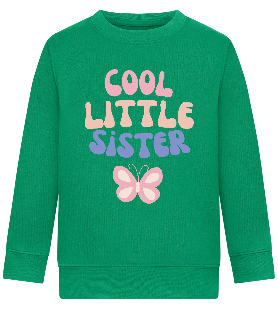 Cool Little Sister Butterfly Design - Comfort Kids Sweater_MEADOW GREEN_front