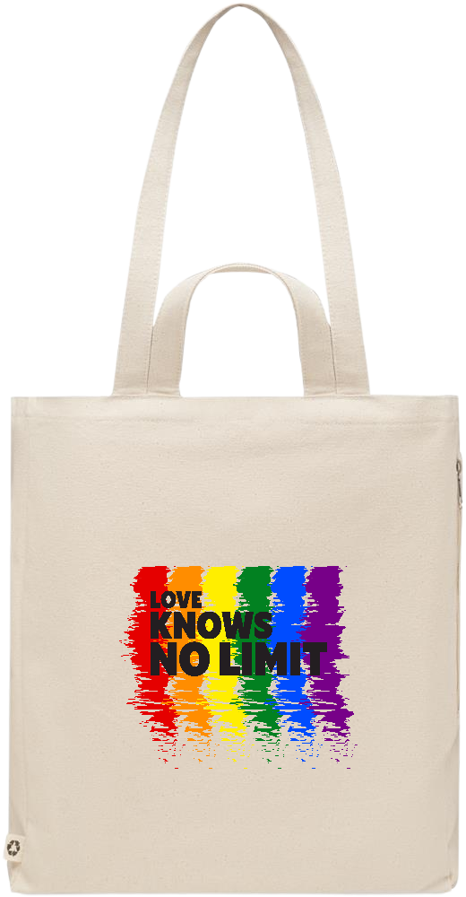 Love Knows No Limits Design - Premium recycled polycotton beach bag_BEIGE_front