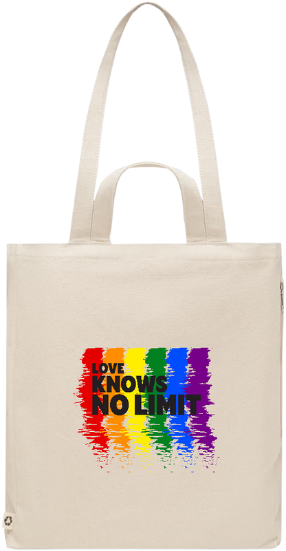 Love Knows No Limits Design - Premium recycled polycotton beach bag_BEIGE_front