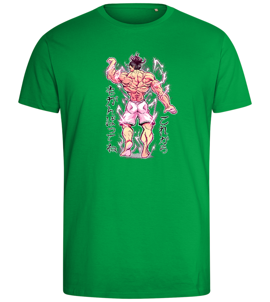 Muscular Bodybuilder Design - Comfort men's fitted t-shirt_MEADOW GREEN_front